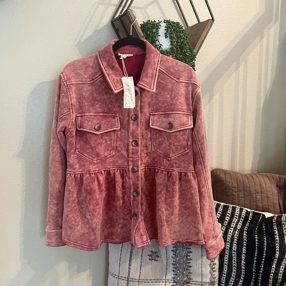 NWT Women's Red Sweatshirt Peplum Jacket Size M - Picture 11 of 15